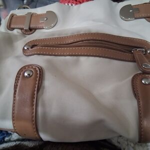 Elegant Cream and Tan Shoulder Bag